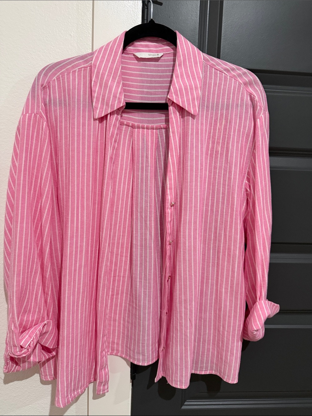 Women’s Pink Striped Casual Button-Down Shirt